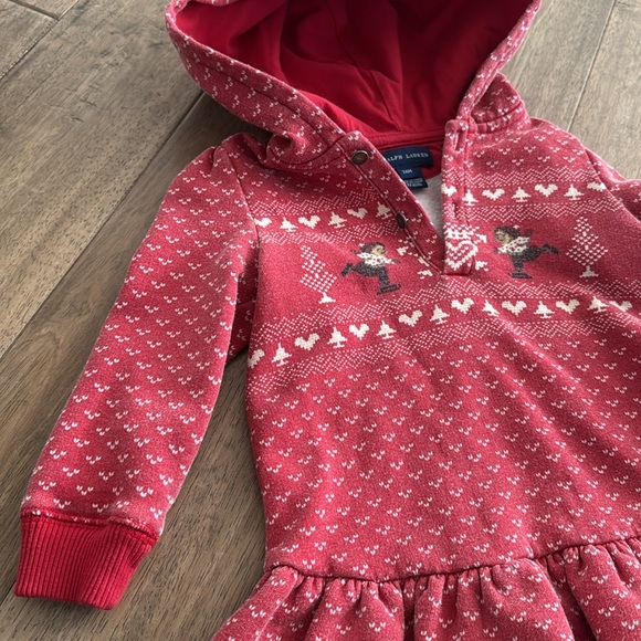 24 month Ralph Lauren long sleeve sweatshirt hoodie with ruffle / ice skate bear - Picture 4 of 6